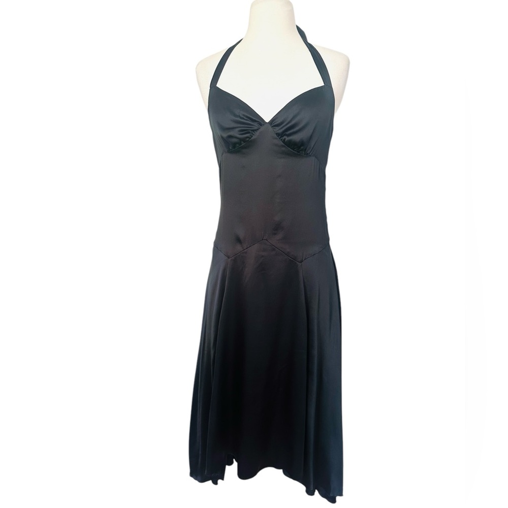 Elegant vintage Black Halter Maxi Dress